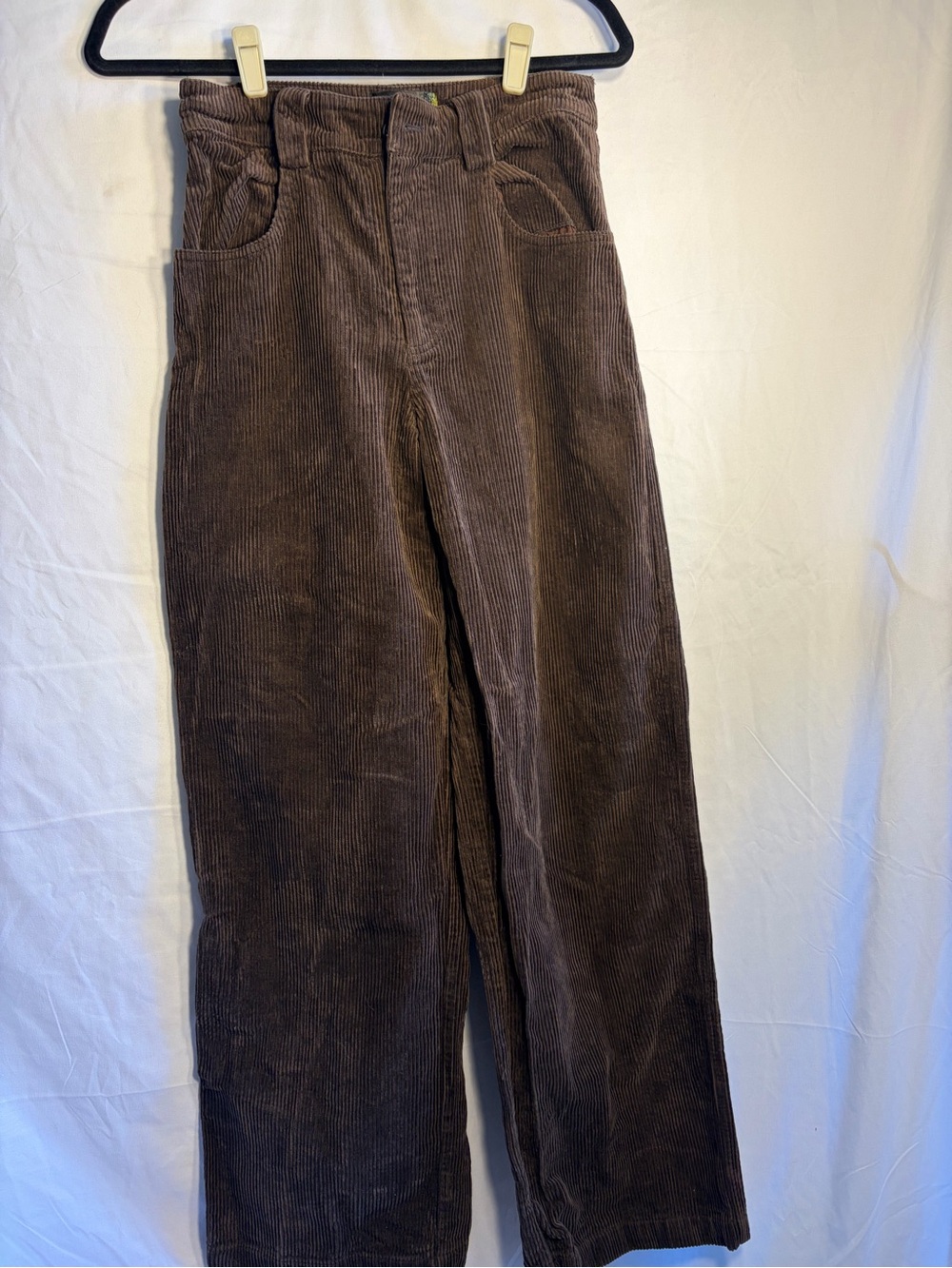 Finesse Dark Brown Corduroy Straight-Leg Pants